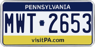 PA license plate MWT2653