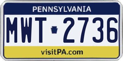PA license plate MWT2736