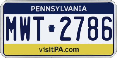 PA license plate MWT2786
