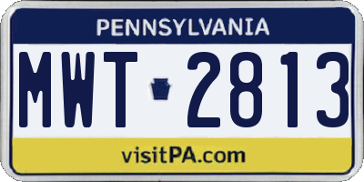PA license plate MWT2813