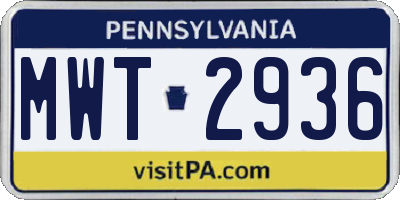 PA license plate MWT2936