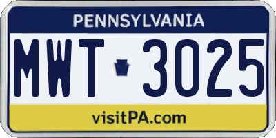 PA license plate MWT3025