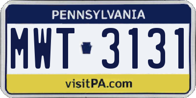 PA license plate MWT3131