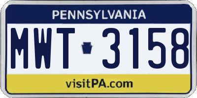 PA license plate MWT3158