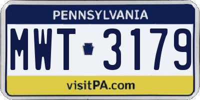 PA license plate MWT3179