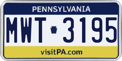PA license plate MWT3195