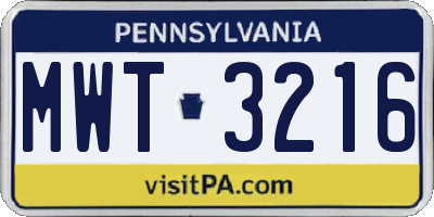 PA license plate MWT3216