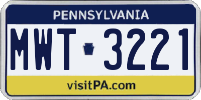 PA license plate MWT3221