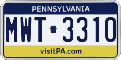 PA license plate MWT3310
