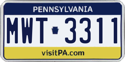 PA license plate MWT3311