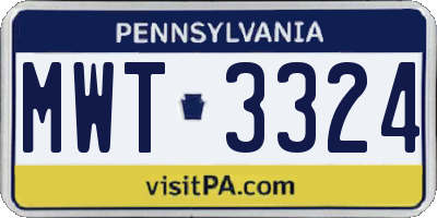 PA license plate MWT3324