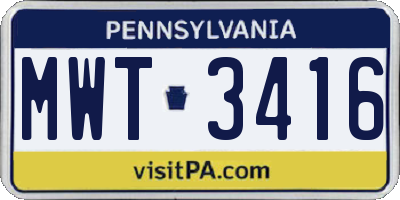 PA license plate MWT3416