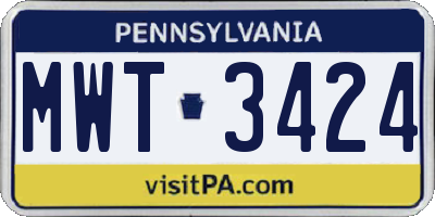 PA license plate MWT3424