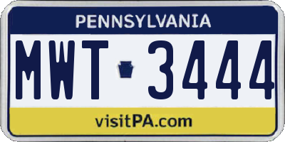 PA license plate MWT3444