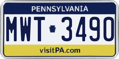 PA license plate MWT3490