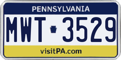 PA license plate MWT3529