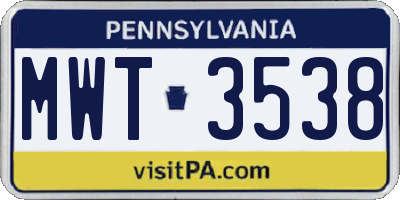 PA license plate MWT3538