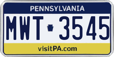 PA license plate MWT3545