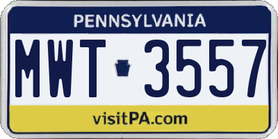 PA license plate MWT3557