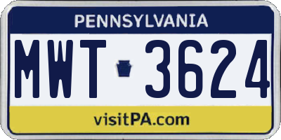 PA license plate MWT3624