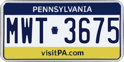 PA license plate MWT3675