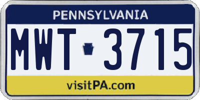 PA license plate MWT3715
