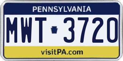 PA license plate MWT3720