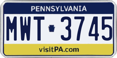 PA license plate MWT3745