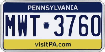 PA license plate MWT3760