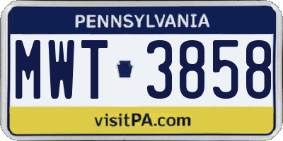 PA license plate MWT3858