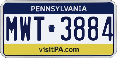 PA license plate MWT3884