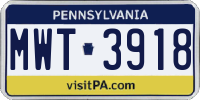 PA license plate MWT3918