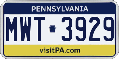 PA license plate MWT3929