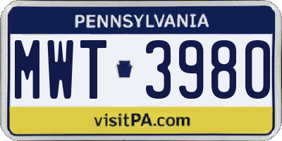 PA license plate MWT3980