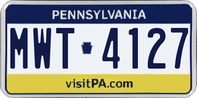 PA license plate MWT4127