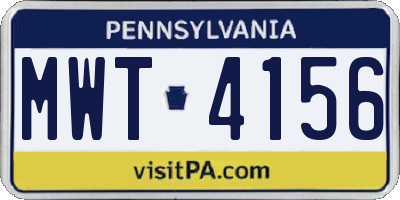 PA license plate MWT4156