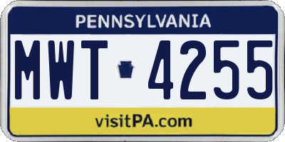 PA license plate MWT4255