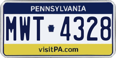 PA license plate MWT4328
