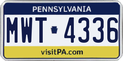 PA license plate MWT4336