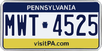 PA license plate MWT4525
