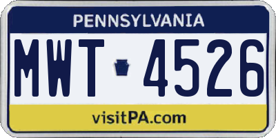 PA license plate MWT4526