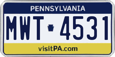 PA license plate MWT4531