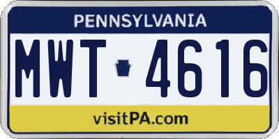 PA license plate MWT4616