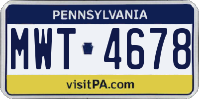 PA license plate MWT4678