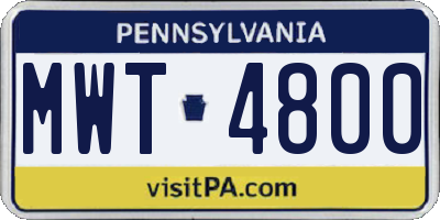 PA license plate MWT4800