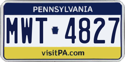 PA license plate MWT4827