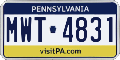 PA license plate MWT4831