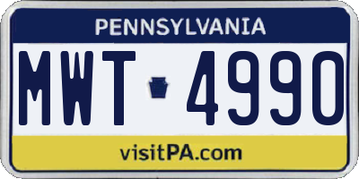 PA license plate MWT4990