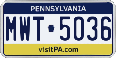 PA license plate MWT5036