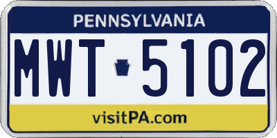 PA license plate MWT5102